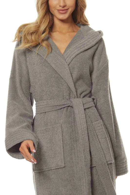 Women&#39;s terry cotton bathrobe L&amp;L 2102 graphite